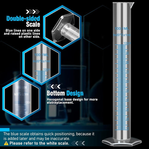 moveland Plastic Graduated Cylinders and Beakers with 5 Pipettes, 10ml 25ml 50ml 100ml Cylinders, 50ml 100ml 250ml 500ml 1000ml Beakers, Ideal for...