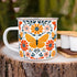 Floral Butterfly Enamel Camping Coffee Mug, Nature Flowers Botanical Gift Cup Friend Coworker Women Mom (12oz)...