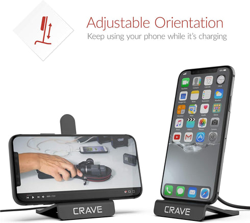 Crave Wireless Charging Stand, Fast 10W Qi-Certified Wireless Charging Pad for iPhone 12, 11, Xs, XR, 8, Samsung Note 20, Note 10, S21, S20, S10 -...