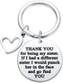 Ralukiia Sisters Gift from Sister Brother, Thanks for Being My Sister Keychain, Big Little Sister Jewelry Christmas Birthday Mothers Day Gifts...