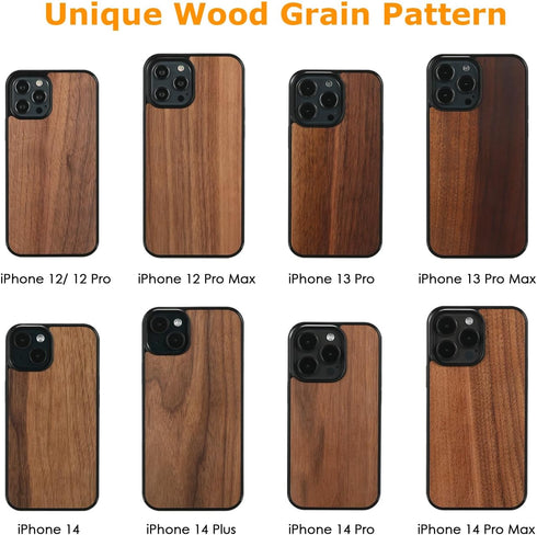 molzar Grip Series Magnetic Case for iPhone 12 and iPhone 12 Pro with Walnut Wood, Built-in Magnet Ring for Magnetic Mount, Compatible with MagSaf...