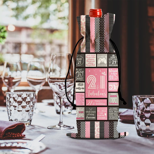 Cool 21st Birthday Gifts for Her Him Wine Bag, 21 Year Old Birthday Gifts for Her Women Men, Happy Anniversary 21st Birthday Party Decorations for...