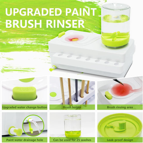 Paint Brush Cleaner, Brush Rinser with Drain and Brush Holder, Upgrade Water Circulation Paintbrush Cleaner Rinser for Acrylic, Watercolor, Water-...