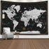 CAPSCEOLL World Map Tapestry Wall Hanging Black White Large Map Tapestry Home Décor for Bedroom 92.5X70.9 Inch...