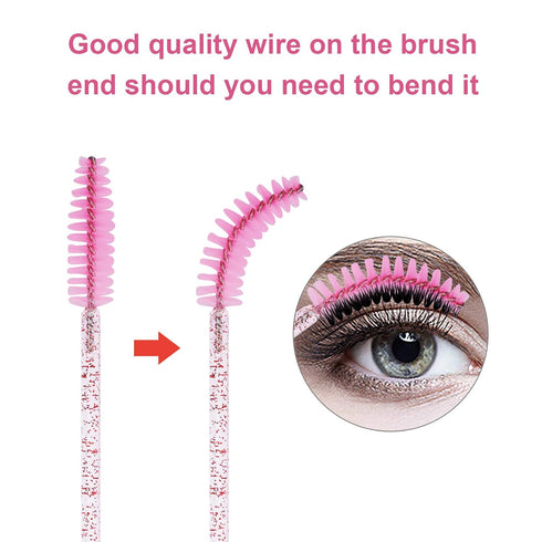 CHEFBEE 100PCS Disposable Eyelash Brush, Mascara Wands Makeup Brushes Applicators Kits for Eyelash Extensions and Eyebrow Brush with Container (Li...