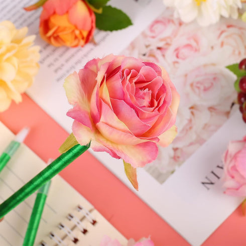 Flower Pens Gifts Valentines Mother's Day 12 Pieces Artificial Mixed Rose Pens Party Favors Birthday Wedding Office School Supplies for Mom Girls ...