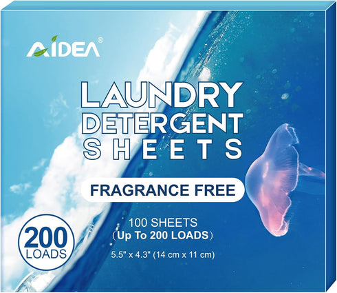 AIDEA Laundry Detergent Sheets, Unscented-(200 Loads) 100 Sheets, Laundry Sheets Detergent, No Plastic Jug, Lightweight & Easy To Use For Travel, ...