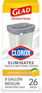 Glad Trash Bags, Medium Drawstring Garbage Bags with Clorox, 8 Gallon, Lemon Fresh Bleach Scent, 26 Count...