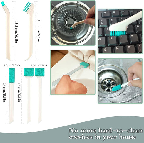 18 Pcs Small Household Cleaning Brushes by ELEMGULY,Deep Detail Crevice Brush Set for Hole, Gap, Corner, Space, Micro Crevice Scrub Cleaner Tool f...