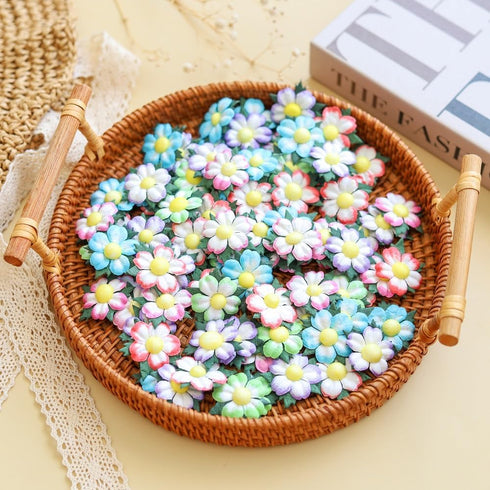 100 Pcs Mulberry Paper Flowers 30x30mm Mini Paper Flowers Scrapbooking Wedding DIY Craft Supplies Card...