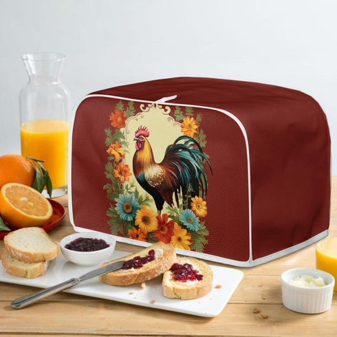 Chicken Sunflower Toaster Cover 2 Slice Wide Slot Small Appliance Covers Machine Washable Kitchen Decor Accessories Toaster Oven Cover Retro Roost...