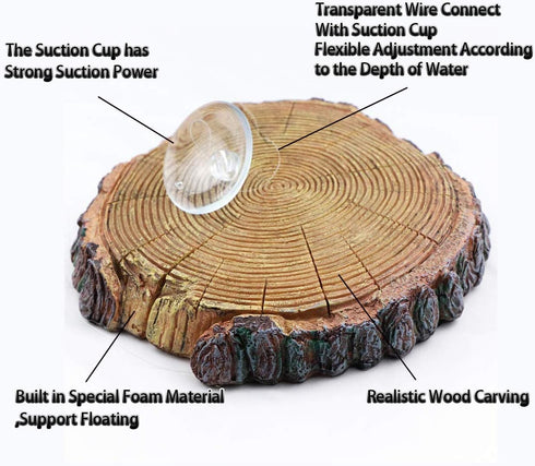 AQUA KT Aquatic Turtle Round Floating Dock Tortoise Bearded Dragon Basking Platform with Suction Cup for Reptile Aquatic Aquarium Decoration...
