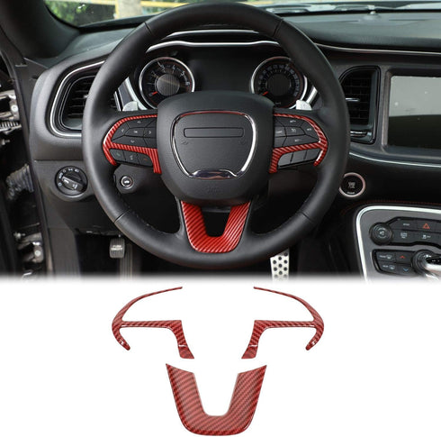 JeCar Steering Wheel Cover Interior Decoration Trim Kits Compatible with Dodge Challenger/Charger 2015-2023/Durango 2014-2020 & Grand Cherokee 201...