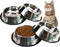 Fhiny 4Pcs Stainless Steel Dog Cat Bowl with Rubber Base Pet Food and Water Feeder Bowls Stackable Non-Slip Dish Plate for Small Medium Animals Pu...