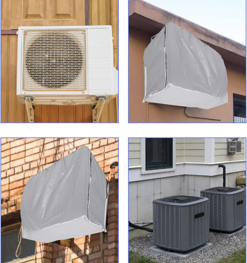 Air Conditioner Cover, Outdoor Rectangle Anti-Snow Waterproof Home Use - Silver (Size: 37x15.7x28.7inch)...
