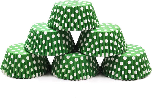 Green Standard Baking Cups, Cute Polka Dots Greaseproof Cupcake Liners, 150-Count...