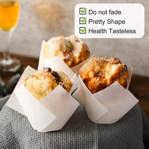 Jutom 200 Pack Tulip Cupcake Liners Paper Baking Cups Greaseproof Muffin Liners Grease Resistant Cupcake Wrappers for Weddings Birthday Cake Balls...