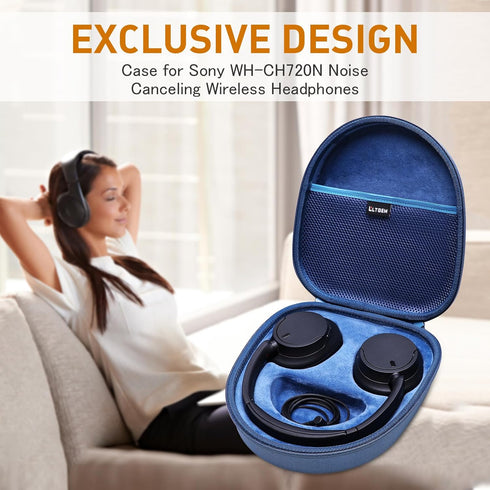 LTGEM Hard Case for Sony WH-CH720N / WH-CH520 / WHCH710N / WH-CH510 Noise Canceling Wireless Headphones - Travel Protective Carrying Case Bag(Blue...