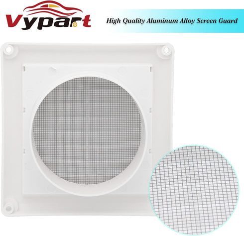 4" Louvered Vent Cover by Vypart Exterior Wall Air Vent Cap Replacement with Fabric Fine Screen,Vent Louvered Outdoor Dryer Vent Cover with 4 Screws,Easy Install