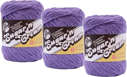 Bulk Buy: Lily Sugar 'n Cream Solids 100% Cotton Yarn (3-Pack) (Hot Purple #1317)......