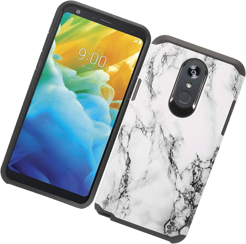 Z-GEN - for LG Stylo 5 (2019), Stylo 5X, Stylo5+ Plus, LM-Q720, LM-L722DL - Hybrid Image Phone Case + Tempered Glass Screen Protector - AD1 White ...