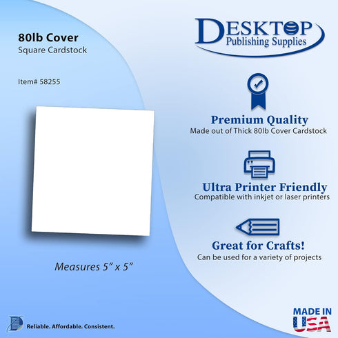 White Cardstock Squares - Square Card Stock Paper - Thick 80lb Cover - For Spin Art Refill, Scrapbooking, Invitations, & Crafts (5" x 5", 100 Pack...