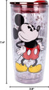 Silver Buffalo Disney Vintage Mickey Mouse Since 1928 Double Wall Travel Tumbler with Slide Close Lid, 20 Ounces...