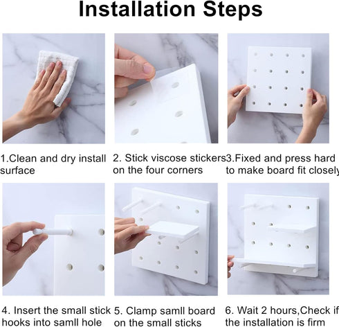 Pegboard Shelf Set with Hooks,Small Plastic Floating Shelves Wall Organizer for Desk, Office, Bathroom, Entryway and Kitchen, No Drilling...