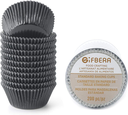 Gifbera Standard Black Foil Cupcake Liners Muffin Wrappers, 200-Count...