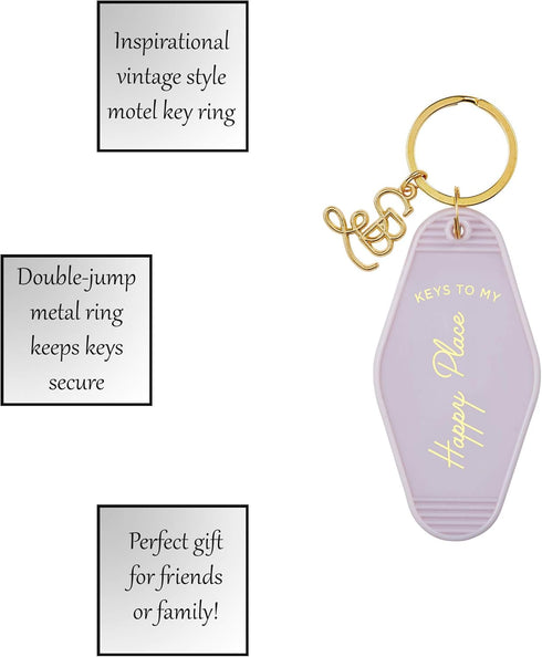 Santa Barbara Design Studio Keychain Lili + Delilah Small Gifts Vintage Motel Key Tag Key Ring, 3.5" Long, Happy Place (Lavender)...
