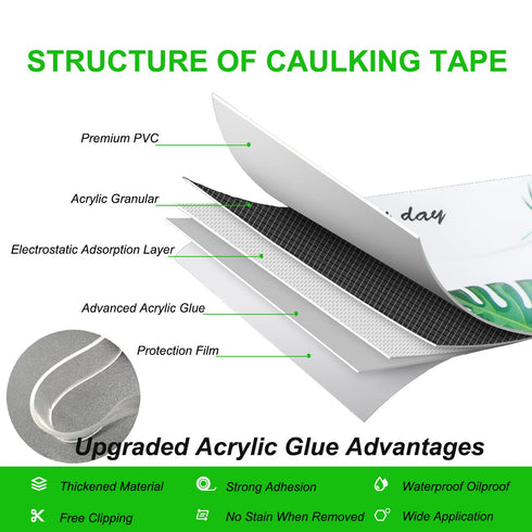 Kitchen & Bath Tape Caulk Strip 10.5 Ft *1.5 Inch Self Adhesive Waterproof Caulking Sealing Tape, Decorative Sealant Trim for Kitchen Sink Toilet ...