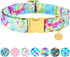 Tie Dye Summer Cotton Dog Collar with Metal Buckle Gift Collar for Small Medium Large Girls or Boys Dogs Cute Durable Comfortable Pet Collars...