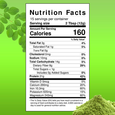 OMG! Superfoods Organic Moringa Powder - 100% Pure, USDA Certified Organic - Good Source of Calcium, Iron, Vitamin A, Vitamin E & More! - 15.5 Oun...