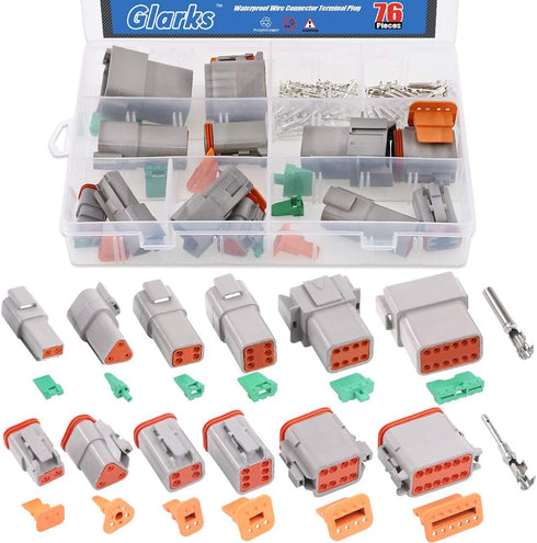 Glarks 6 Sets 2 3 4 6 8 12 Pin Sealed Gray Male and Female Auto Waterproof Electrical Wire Connector Plug 22-16AWG Connector for Motorcycle, Scoot...