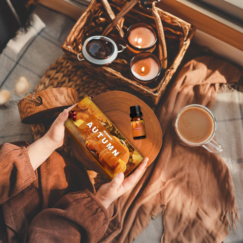 Autumn Fragrance Oil Set, Premium Fall Essential Oils for Diffuser and Candle Making - Pumpkin Spice, Cinnamon, Spiced Cider, Snickerdoodle, Autum...