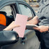 Leather Car Registration and Insurance Card Holder, Car Document Holder for Cards License with Magnetic Shut (Pink, large)...