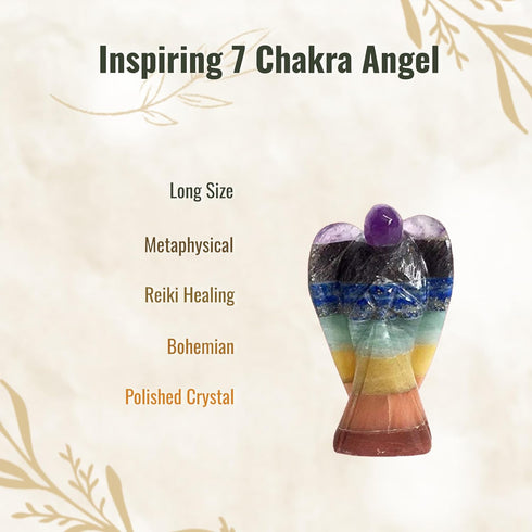 Metaphysical 7 Chakra Crystal Angel 3.5-4 Inch Reiki Healing Bohemian Rare...
