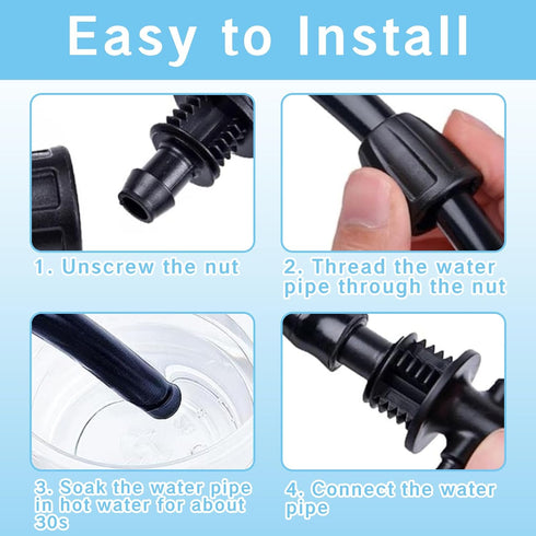 4 Packs 1/2 to 1/4 Drip Irrigation Fittings Kit and 10 Packs Irrigation Clamps Set Leak Proof Barbed Fitting for Systems Easy to Install Compatibl...