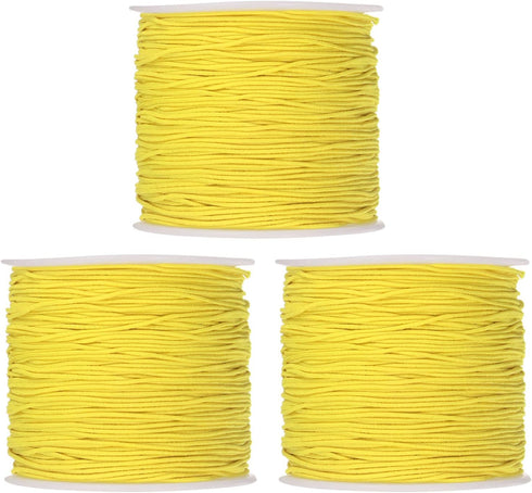3pcs Elastic Beading Cord for Bracelet 1mm Dia 328ft Stretchy String Sturdy Elastic String for Jewelry Making, Necklaces, Beading, Yellow...