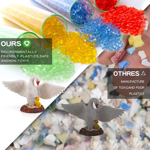 4.5 Inch Mother Swan Figurine with Baby Goose Toy White Swan Toy Animal Figure for Toddlers Preschool Animals Figures Eduactional Project Diorama ...