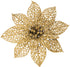 Supla 24 Pack Christmas Gold Glitter Poinsettia Flowers Picks Christmas Tree Ornaments 5.9" Wide for Gold Christmas Tree Wreaths Garland Holiday S...