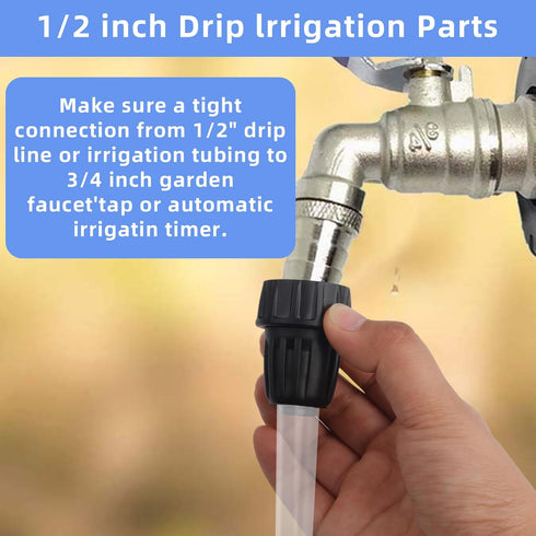 6PCS 1/2 Inch Drip Irrigation Tubing Faucet Adapter 3/4 Inch Female Pipe Thread to 1/2 Inch Drip Irrigation Tubing Adapter 3/4 Inch Faucet Connect...