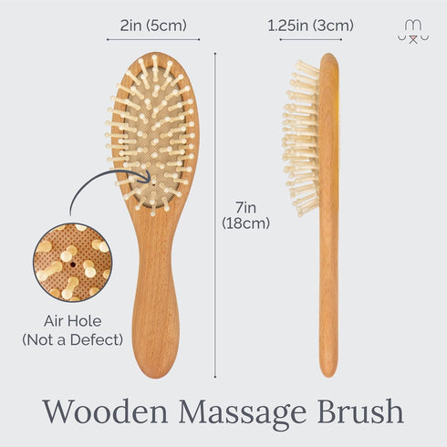 Natemia Baby Hair Brush and Comb Set - Wooden Soft Bristle Brush, Cradle Cap Brush for Newborns and Toddlers...