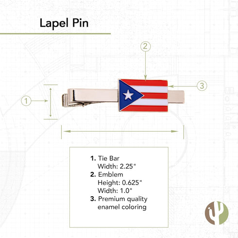 Desert Cactus Puerto Rico State Flag Tie Bar Made of Metal Souvenir Rectangle (Silver Tie Bar)...