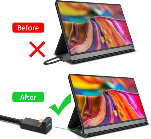 AGVEE 1 Pack (Long Side Inward) 180 Degree Angled Mini HDMI Male to HDMI Female Adapter, U-Shaped 4K@60HZ Converter Coupler Connector Extender for...