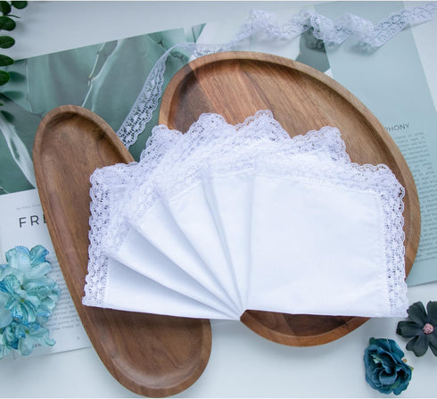 COCOUSM Womens Handkerchiefs White Cottom Crochet Lace Bridal Wedding Hankies 6 Pieces...