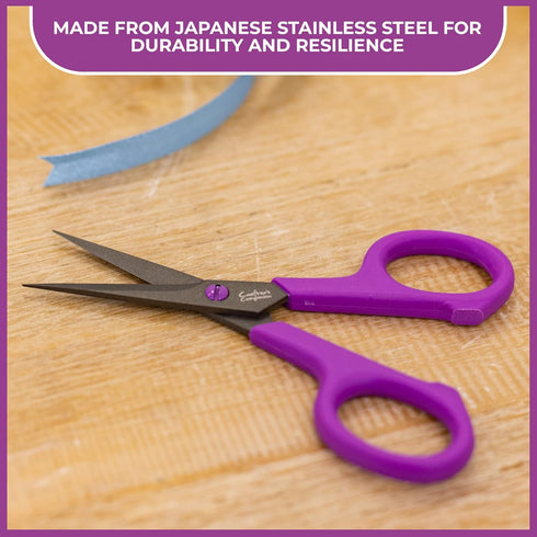 Crafter's Companion Sharp Craft Scissors For Adults - Japanese Precision Stainless Steel Blades - Non-Stick Teflon Coated - Ergonomic Design - Per...