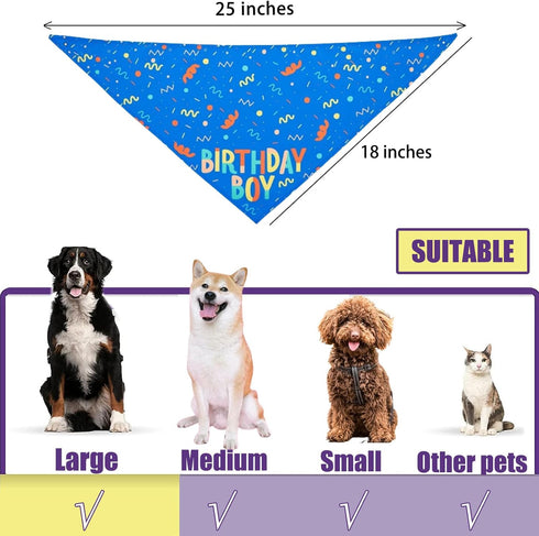 Birthday Boy Dog Bandana, Printed Dog Bandana Pet Scarf Dog Birthday Party Supplies for Dogs Pet Accessories for Dog Lovers Reveal Ideas...