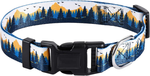 Dog Collar for Small Medium Large Dogs, Adjustable Fancy Floral Dog Collar for Puppy, Various Pattern Design Pet Collars (L, Autumn Landscape)...
