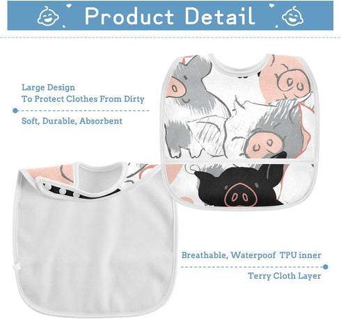 Baby Bibs for Baby Boy Girl Waterproof Feeding Bib Apron Cotton Food Eating Bib 2 Packs...